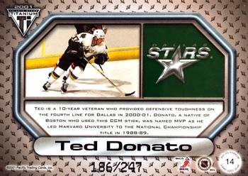 2000-01 Pacific Private Stock Titanium - Game-Used Gear #14 Ted Donato Back