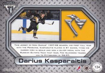2000-01 Pacific Private Stock Titanium - Game-Used Gear #134 Darius Kasparaitis Back