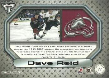 2000-01 Pacific Private Stock Titanium - Game-Used Gear Patch Variation #77 Dave Reid Back
