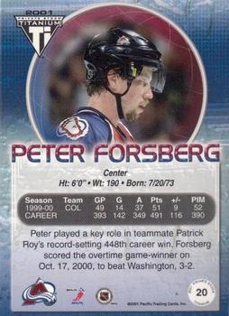 2000-01 Private Stock Artist's Canvas #6 Peter Forsberg AVALANCHE 