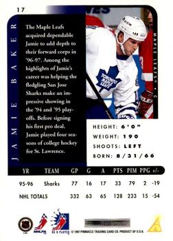 1996-97 Pinnacle Be a Player - Autographs #17 Jamie Baker Back