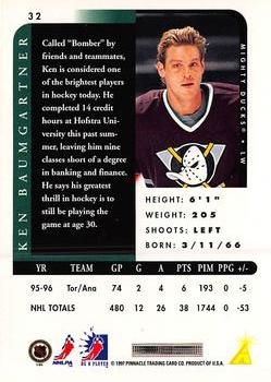1996-97 Pinnacle Be a Player - Autographs #32 Ken Baumgartner Back