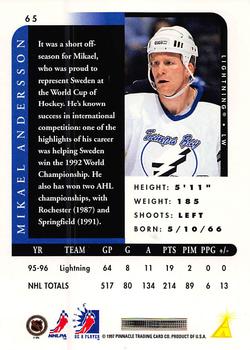 1996-97 Pinnacle Be a Player - Autographs #65 Mikael Andersson Back