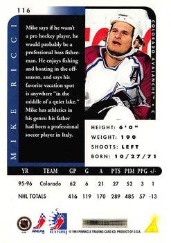 1996-97 Pinnacle Be a Player - Autographs #116 Mike Ricci Back