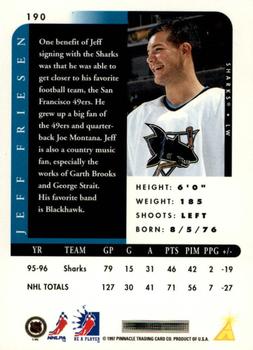 1996-97 Pinnacle Be a Player - Autographs #190 Jeff Friesen Back