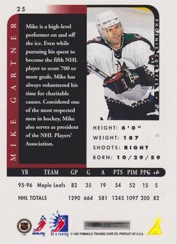 1996-97 Pinnacle Be a Player - Autographs Silver #25 Mike Gartner Back