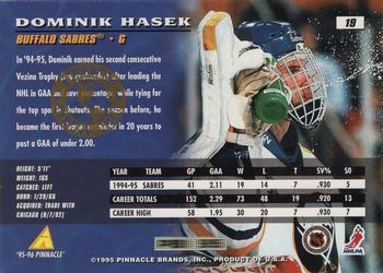 1995-96 Pinnacle - Global Gold #19 Dominik Hasek Back