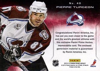 2012-13 Panini Prime - Colors Numbers #40 Pierre Turgeon Back