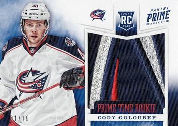 2012-13 Panini Prime - Prime Time Rookies Jerseys Patch #34 Cody Goloubef Front
