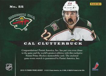 2012-13 Panini Prime - Showcase Swatches #55 Cal Clutterbuck Back
