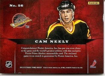 2012-13 Panini Prime - Showcase Swatches #56 Cam Neely Back