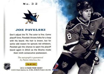 2012-13 Panini Prime - Signatures #32 Joe Pavelski Back