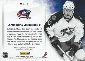 2012-13 Panini Prime - Signatures Holo Silver #5 Andrew Joudrey Back