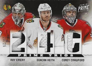 2012-13 Panini Prime - Prime Trios Prime #15 Corey Crawford / Duncan Keith / Ray Emery Front