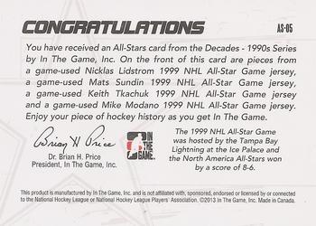 2013-14 In The Game Decades 1990s - All Stars Quad Jerseys Black #AS-05 Nicklas Lidstrom / Mats Sundin / Keith Tkachuk / Mike Modano Back