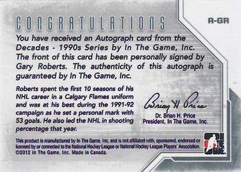 2013-14 In The Game Decades 1990s - Autographs #A-GR Gary Roberts Back