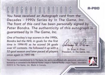 2013-14 In The Game Decades 1990s - Autographs #A-PBO Peter Bondra Back