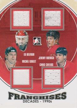 2013-14 In The Game Decades 1990s - Franchises Quad Jerseys Black #F-03 Ed Belfour / Jeremy Roenick / Michel Goulet / Chris Chelios Front