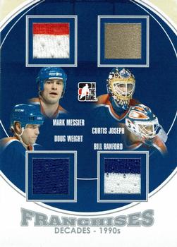 2013-14 In The Game Decades 1990s - Franchises Quad Jerseys Silver #F-05 Mark Messier / Curtis Joseph / Doug Weight / Bill Ranford Front
