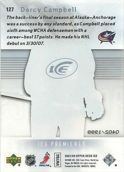 2007-08 Upper Deck Ice #127 Darcy Campbell Back