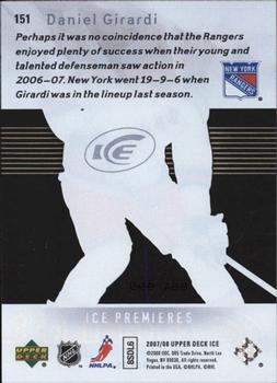 2007-08 Upper Deck Ice #151 Daniel Girardi Back