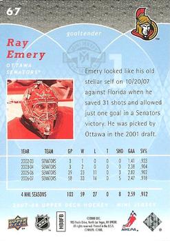 2007-08 Upper Deck Mini Jersey #67 Ray Emery Back