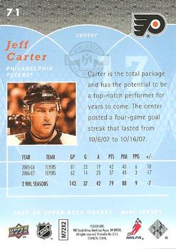 2007-08 Upper Deck Mini Jersey #71 Jeff Carter Back