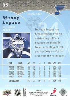 2007-08 Upper Deck Mini Jersey #85 Manny Legace Back