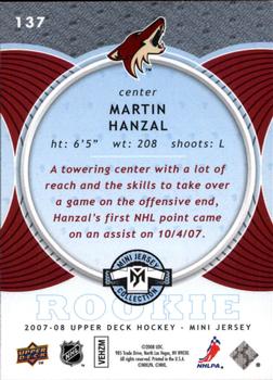 2007-08 Upper Deck Mini Jersey #137 Martin Hanzal Back