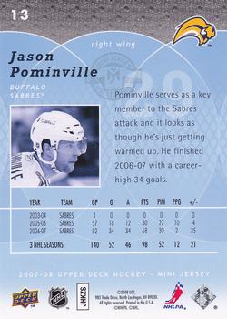 2007-08 Upper Deck Mini Jersey #13 Jason Pominville Back