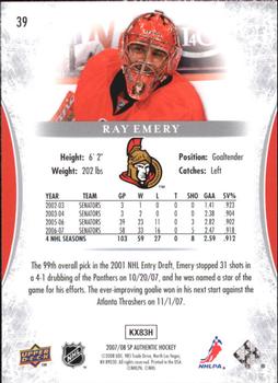 2007-08 SP Authentic #39 Ray Emery Back