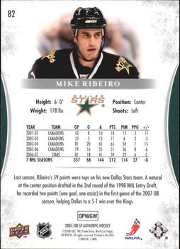 2007-08 SP Authentic #82 Mike Ribeiro Back