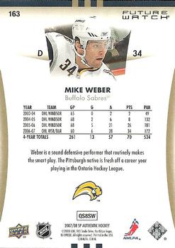 2007-08 SP Authentic #163 Mike Weber Back