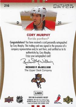 2007-08 SP Authentic #216 Cory Murphy Back