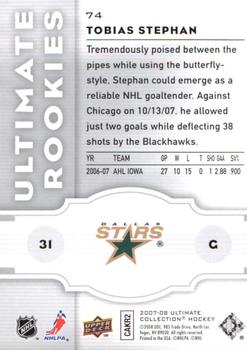 2007-08 Upper Deck Ultimate Collection #74 Tobias Stephan Back