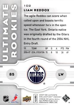 2007-08 Upper Deck Ultimate Collection #102 Liam Reddox Back