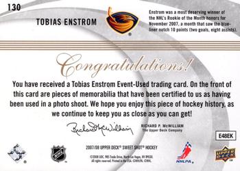 2007-08 Upper Deck Sweet Shot #130 Tobias Enstrom Back