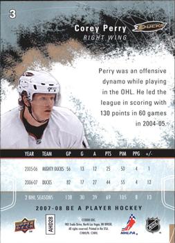 2007-08 Upper Deck Be a Player #3 Corey Perry Back