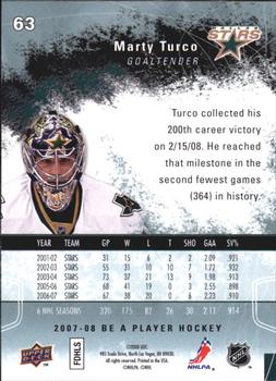 2007-08 Upper Deck Be a Player #63 Marty Turco Back