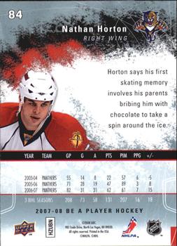 2007-08 Upper Deck Be a Player #84 Nathan Horton Back