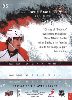 2007-08 Upper Deck Be a Player #85 David Booth Back