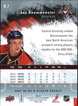 2007-08 Upper Deck Be a Player #87 Jay Bouwmeester Back