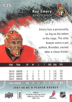 2007-08 Upper Deck Be a Player #135 Ray Emery Back