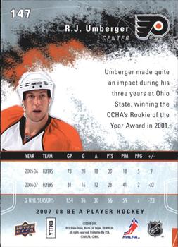 2007-08 Upper Deck Be a Player #147 R.J. Umberger Back