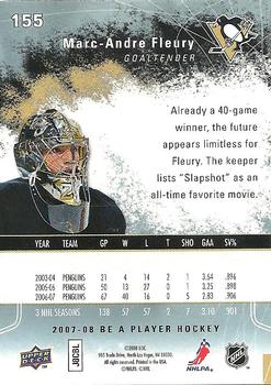 2007-08 Upper Deck Be a Player #155 Marc-Andre Fleury Back