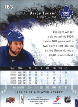 2007-08 Upper Deck Be a Player #183 Darcy Tucker Back