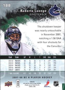 2007-08 Upper Deck Be a Player #188 Roberto Luongo Back