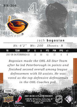 2007-08 Upper Deck Be a Player #RR-304 Zach Bogosian Back