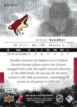 2007-08 Upper Deck Be a Player #RR-319 Mikkel Boedker Back