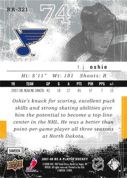 2007-08 Upper Deck Be a Player #RR-321 T.J. Oshie Back